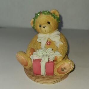 Cherished Teddies "Margy" Bear with Red Gift and White Bow